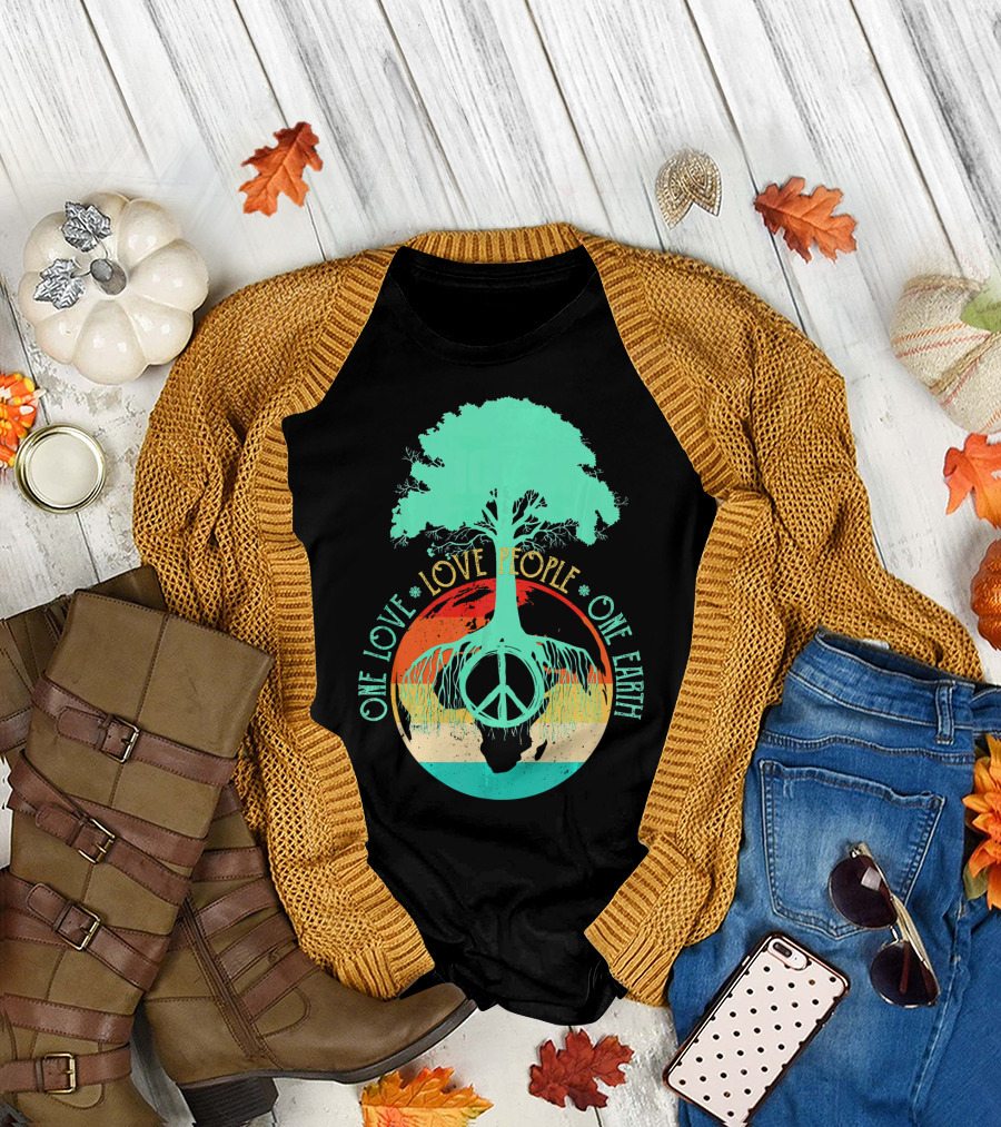 One Love People One Earth Peace Tree T-Shirt