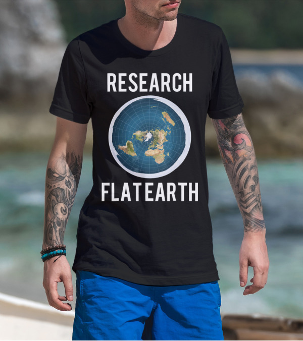 Research Flat Earth Map Exploration T-Shirt