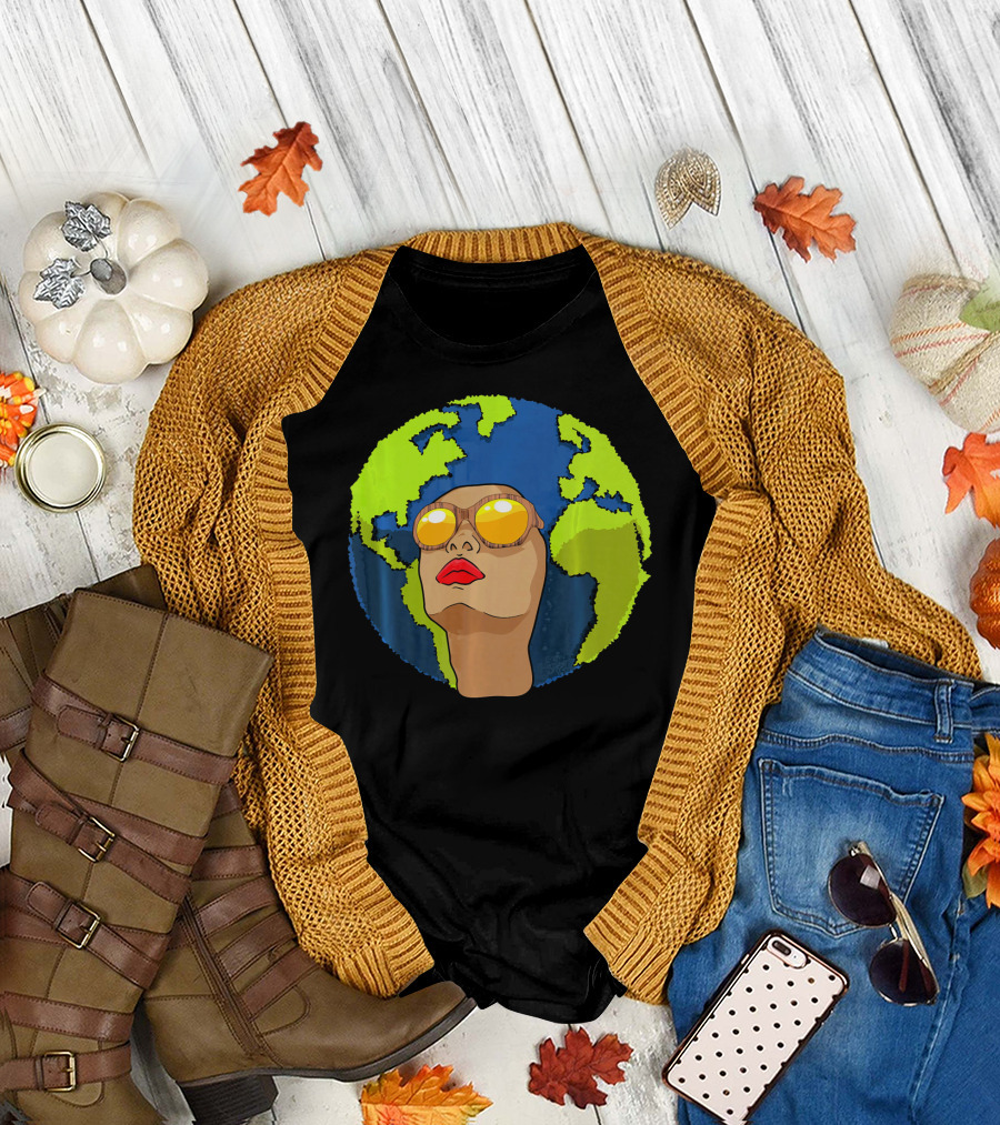 Arbor Mother Earth Day Sunglasses Reflection Globe Face T-Shirt