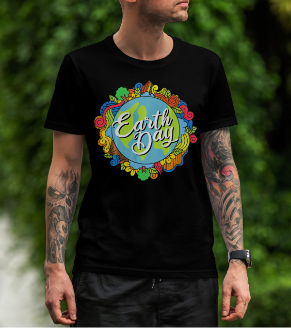 Earth Day Colorful Earth Doodle For Teachers T-Shirt