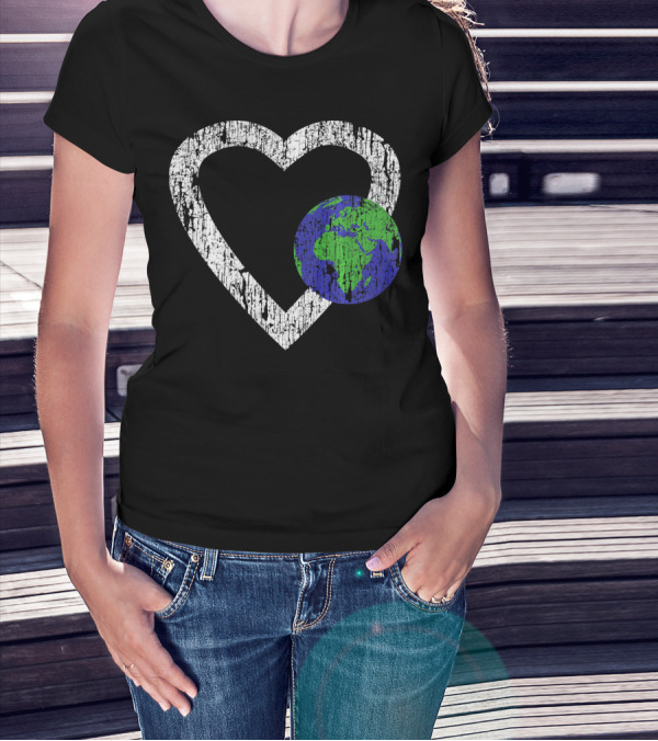 I Love Planet Earth Day Climate Change Heart World T-Shirt