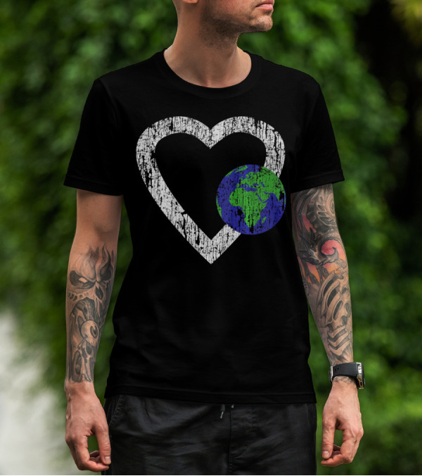 I Love Planet Earth Day Climate Change Heart World T-Shirt