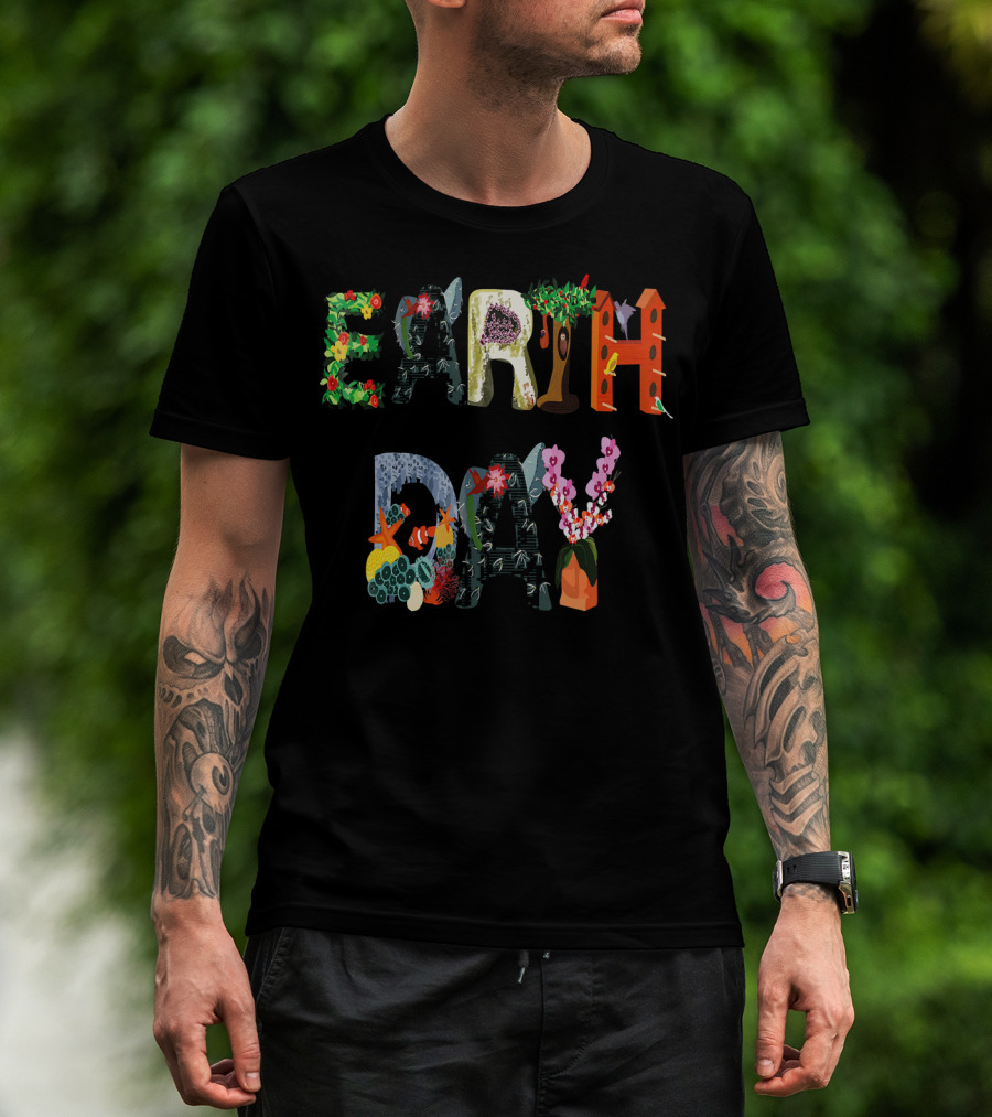 National Earth Day Nature-Themed Lettering T-Shirt