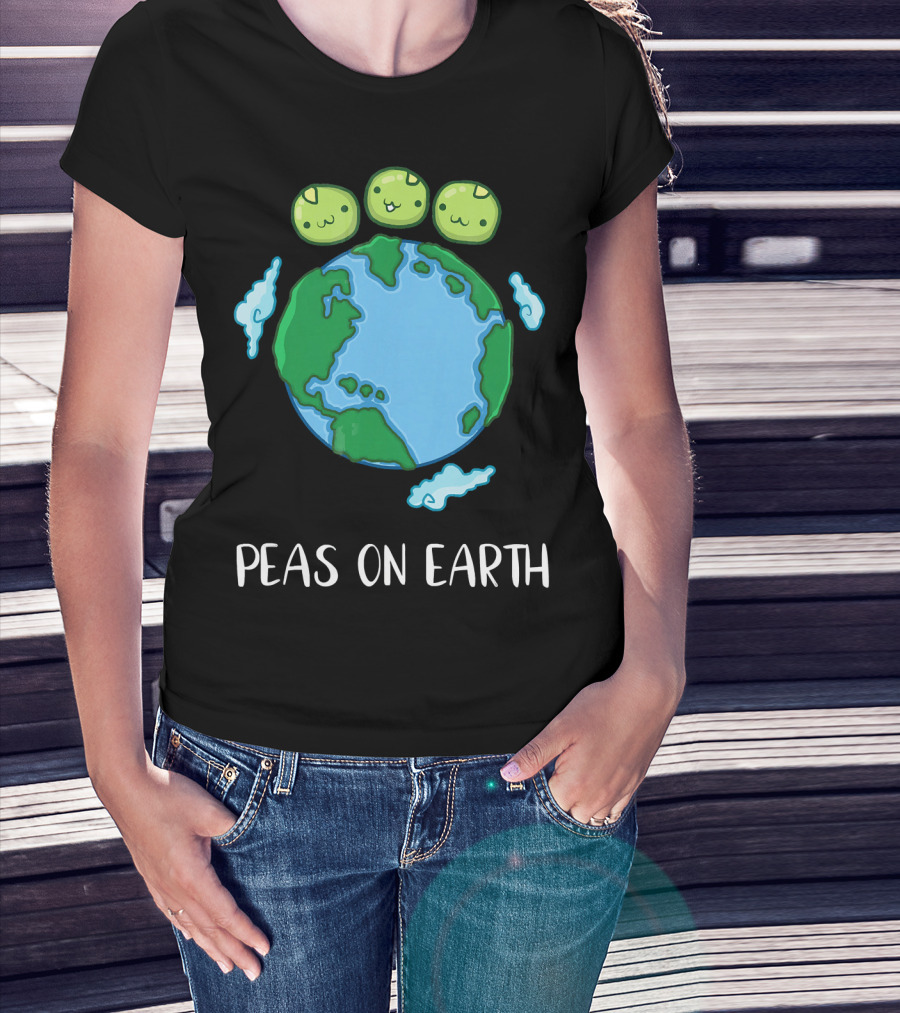 Peas On Earth Funny Peace Globe Cartoon T-Shirt