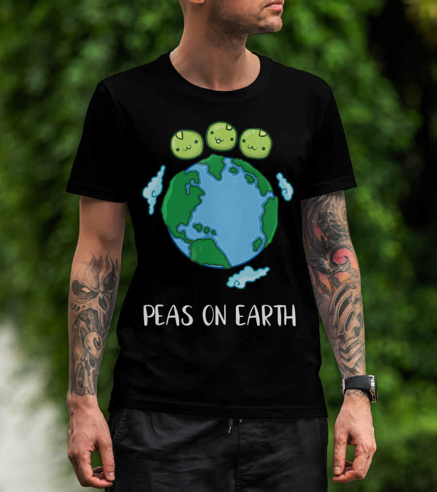 Peas On Earth Funny Peace Globe Cartoon T-Shirt