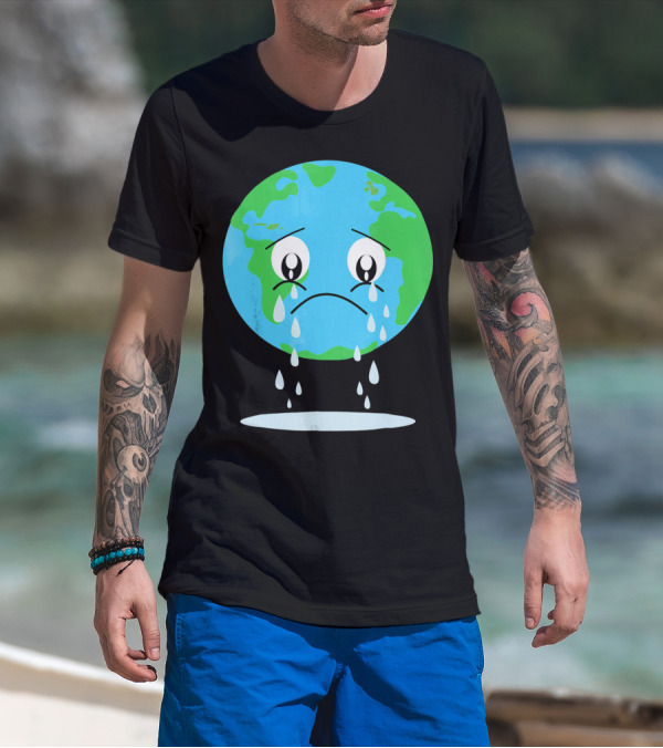 Sad Earth Crying Environmental Green Planet T-Shirt