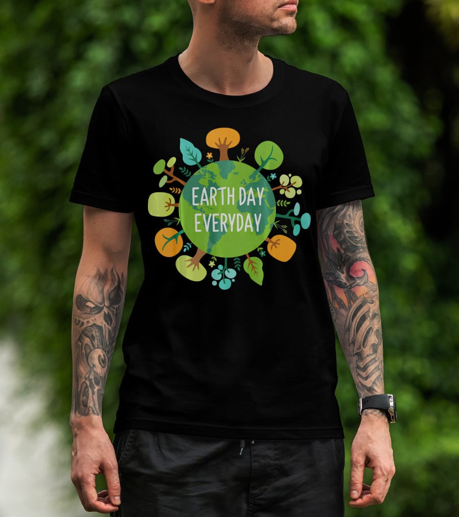Earth Day Everyday Globe With Colorful Trees T-Shirt