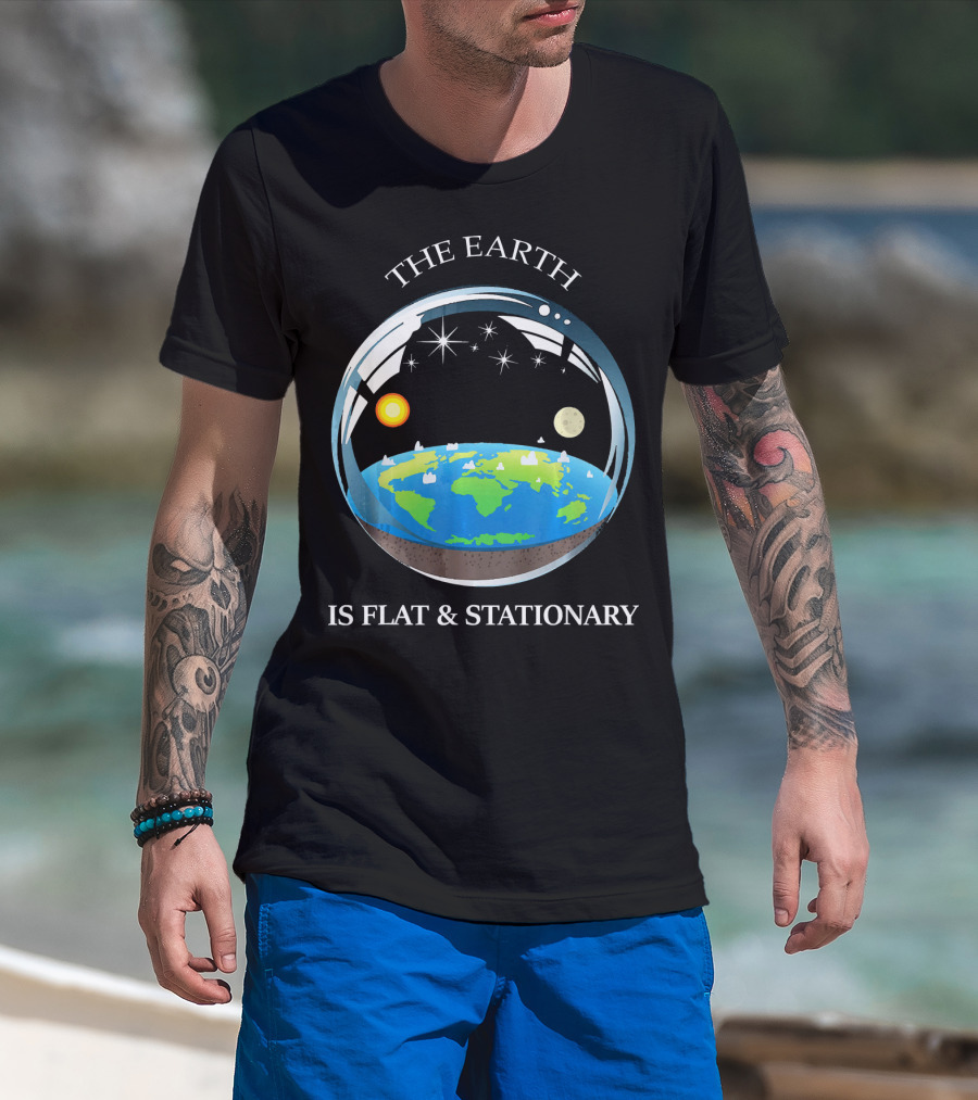 The Earth Is Flat And Stationary With Sun Moon And Stars T-Shirt