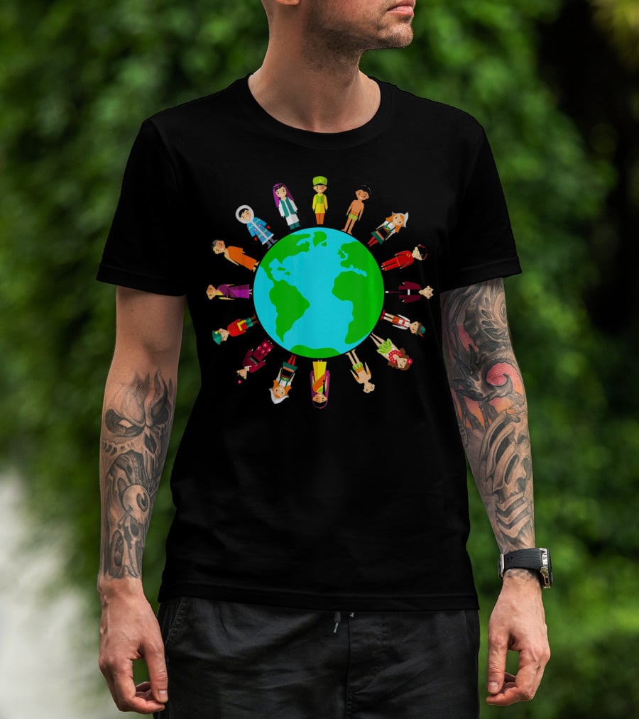 Happy Earth Day Global Unity With Diverse People Around The World T-Shirt