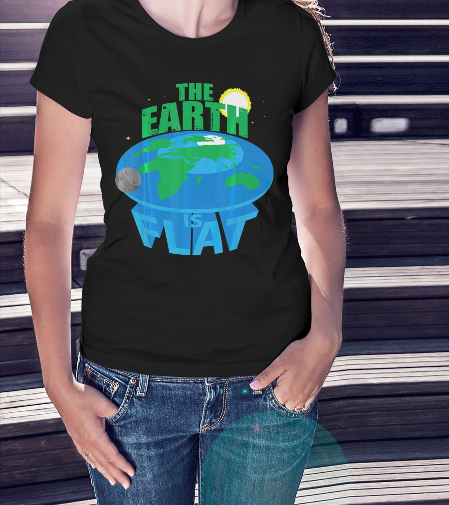 The Earth Is Flat Moon Sun Stars T-Shirt