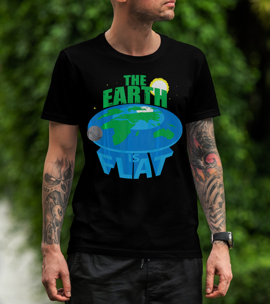 The Earth Is Flat Moon Sun Stars T-Shirt