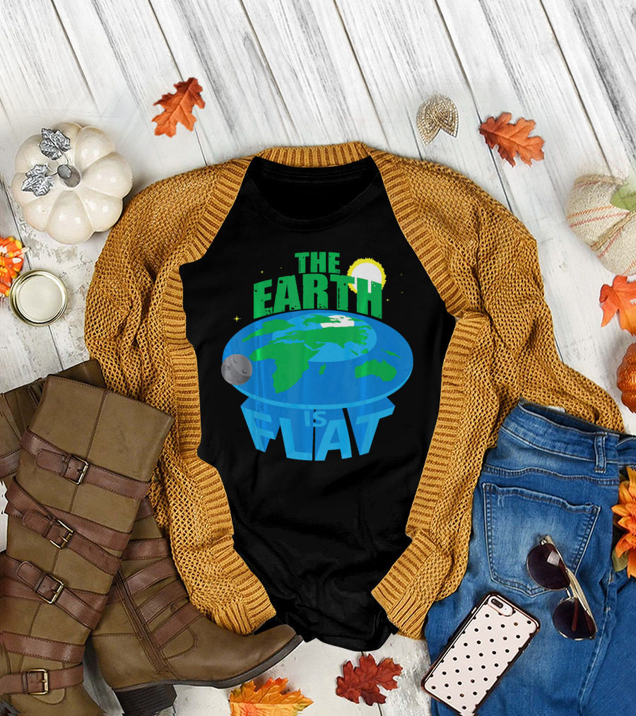 The Earth Is Flat Moon Sun Stars T-Shirt