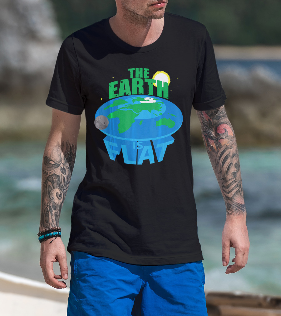 The Earth Is Flat Moon Sun Stars T-Shirt