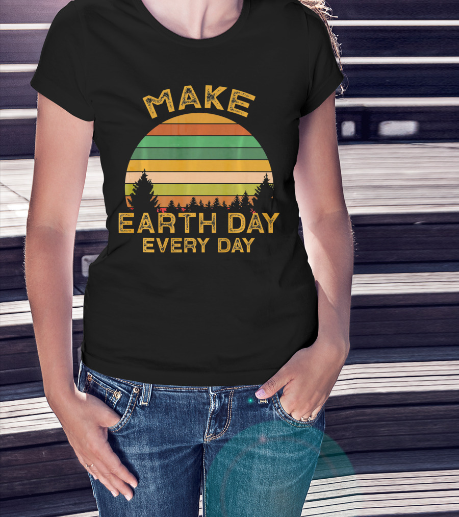 Make Earth Day Every Day Sunset Forest T-Shirt
