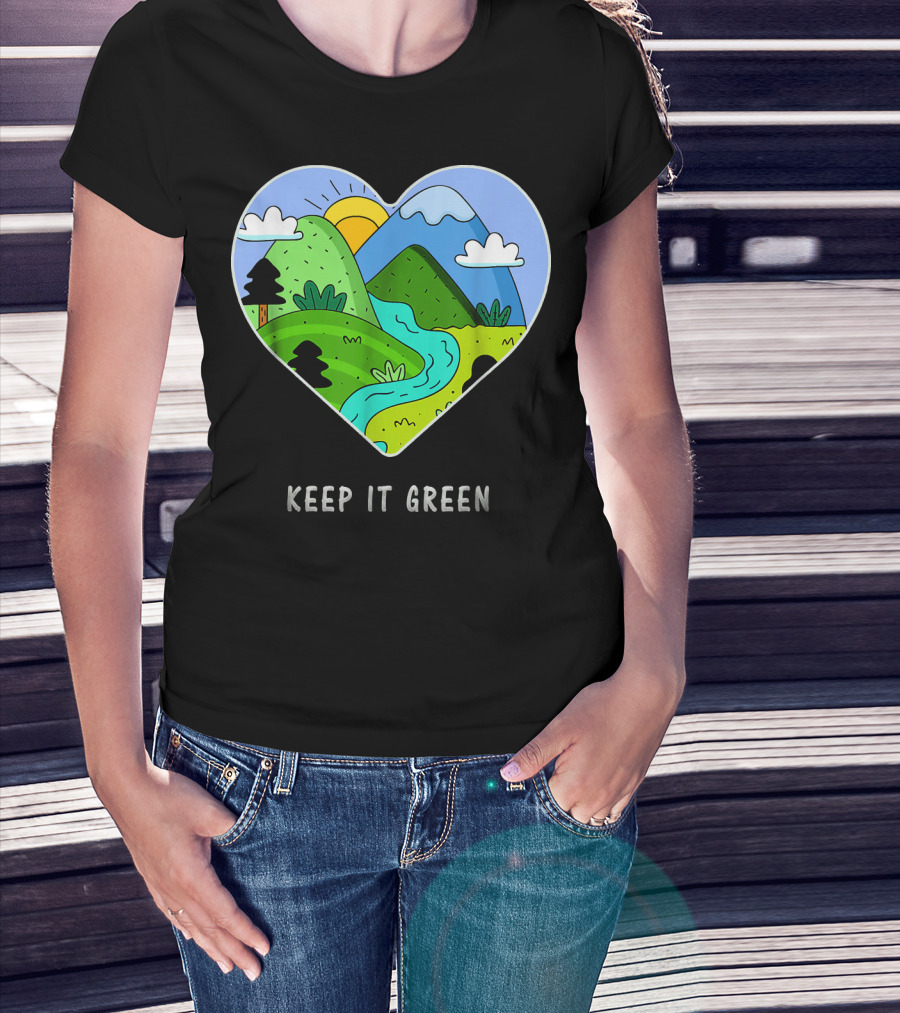 Keep It Green Heart Landscape Nature Scene T-Shirt