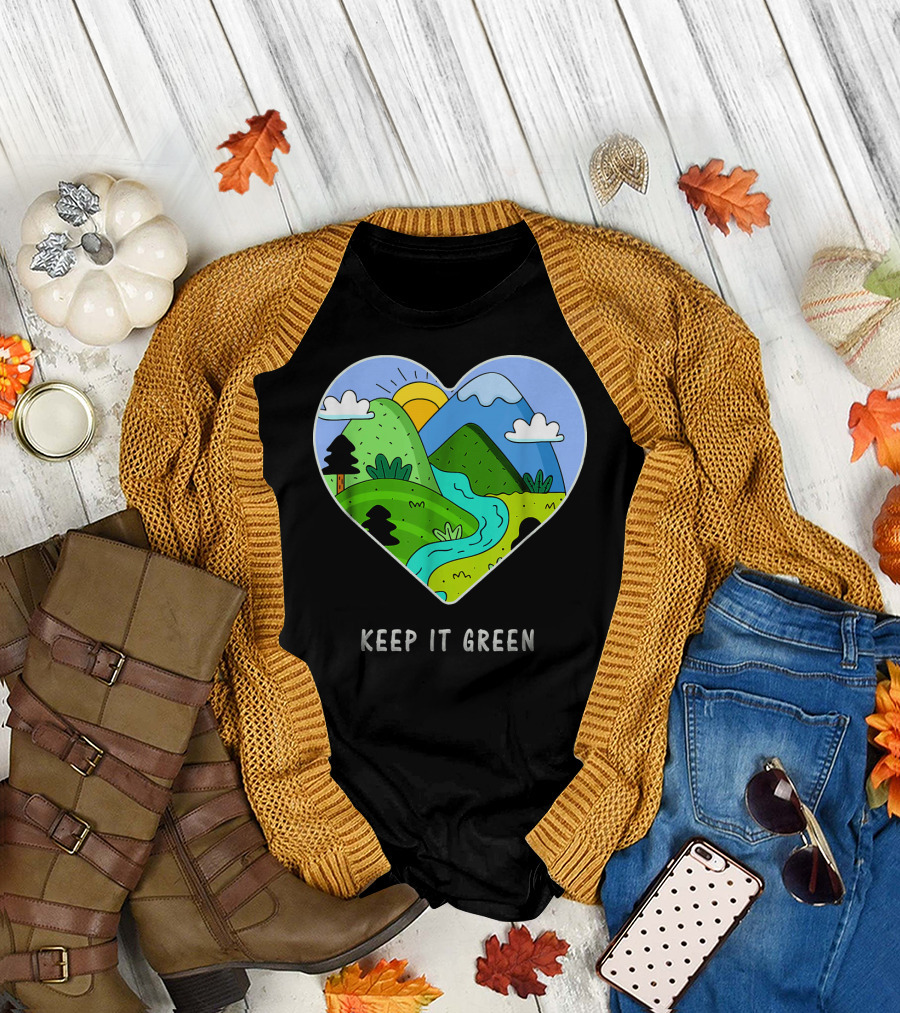 Keep It Green Heart Landscape Nature Scene T-Shirt