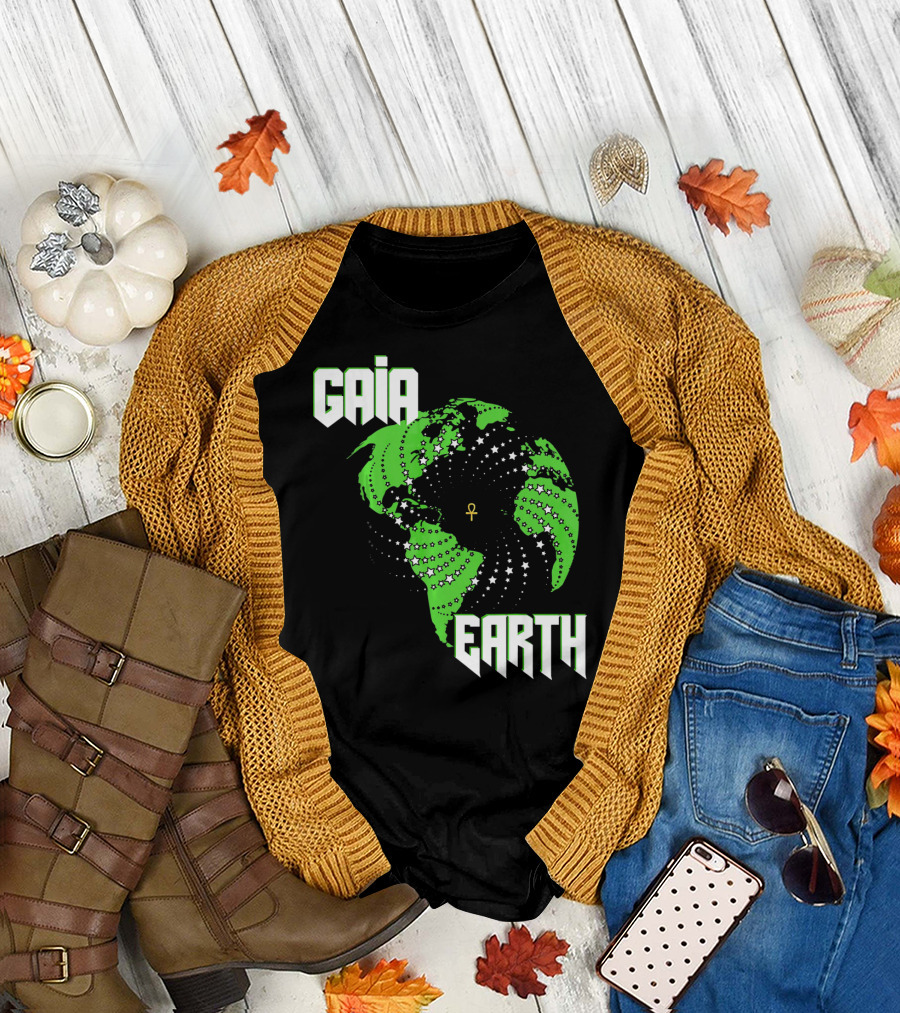 Gaia Earth Ankh Starry Globe T-Shirt