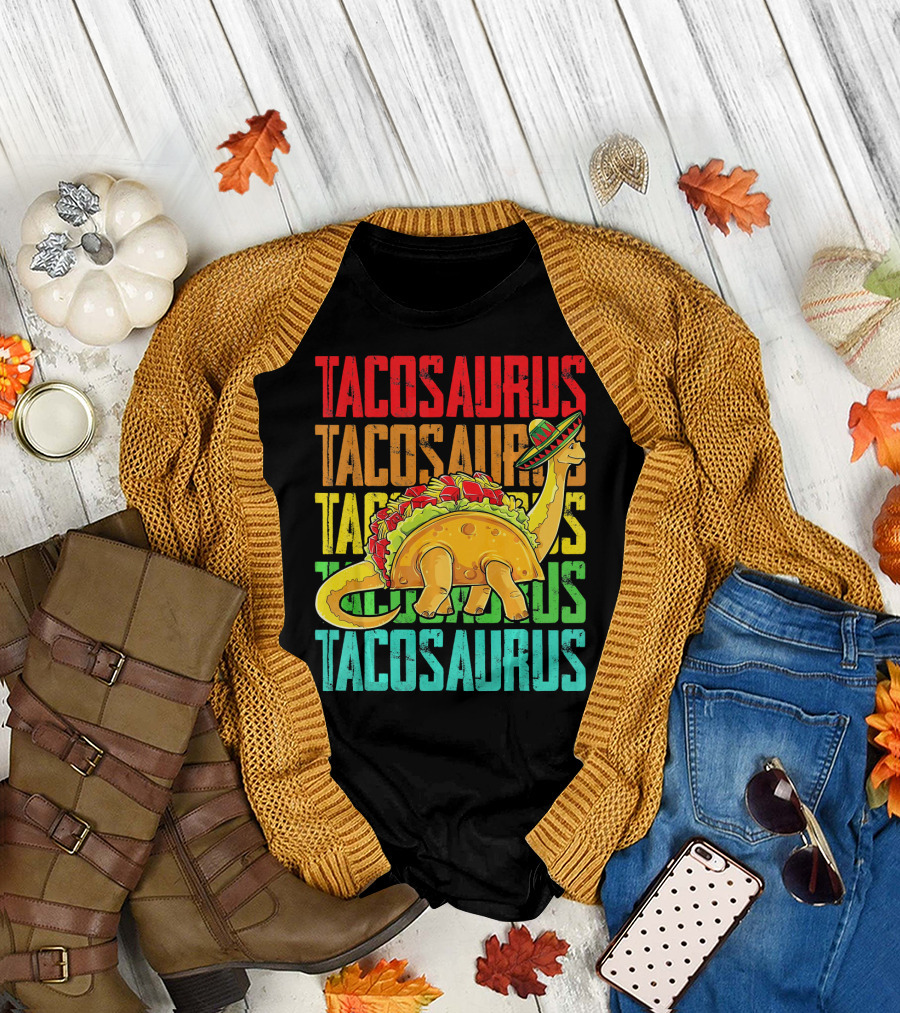 Tacosaurus Sombrero Dinosaur Taco Mexican Fiesta T-Shirt