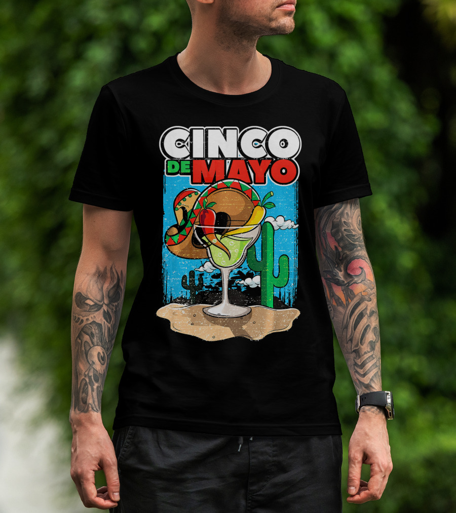 Cinco De Mayo Margarita Cactus Sombrero Fiesta T-Shirt