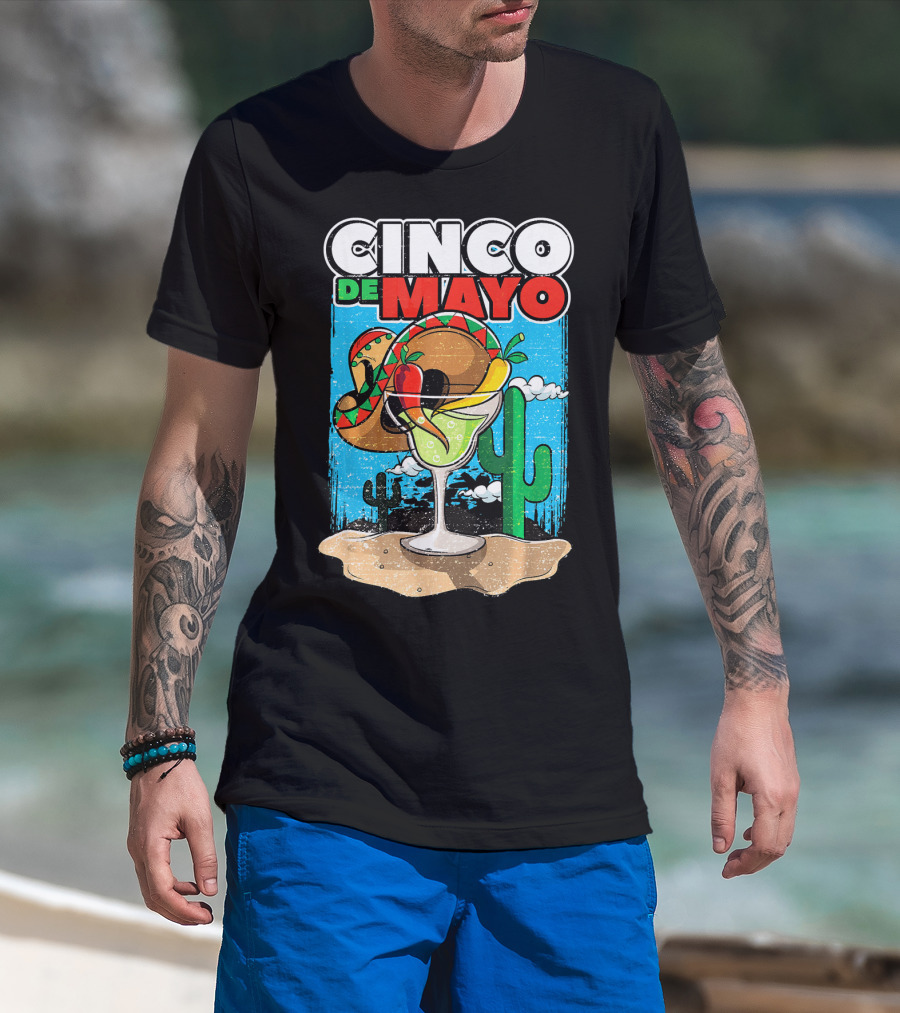 Cinco De Mayo Margarita Cactus Sombrero Fiesta T-Shirt