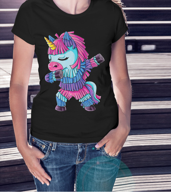 Dabbing Unicorn Pinata Funny Cinco De Mayo Party T-Shirt