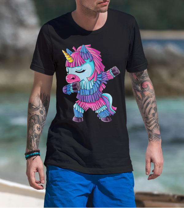 Dabbing Unicorn Pinata Funny Cinco De Mayo Party T-Shirt