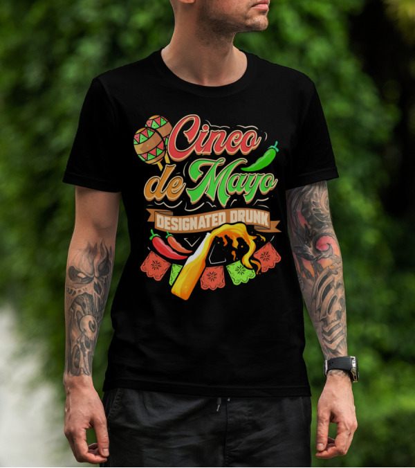 Cinco De Mayo Designated Drunk Peppers Beer Fiesta T-Shirt