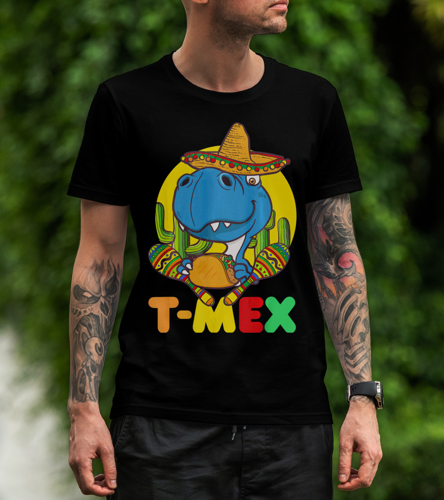 T-Mex Funny Cinco De Mayo Dinosaur Rex With Sombrero And Taco T-Shirt