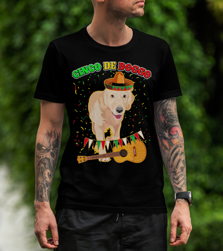 Cinco De Doggo Golden Retriever Sombrero Guitar Fiesta T-Shirt