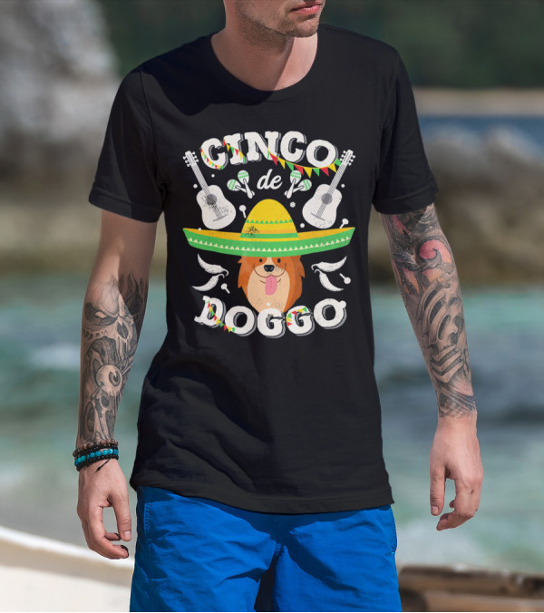 Cinco De Doggo Corgi Sombrero Guitars And Maracas T-Shirt