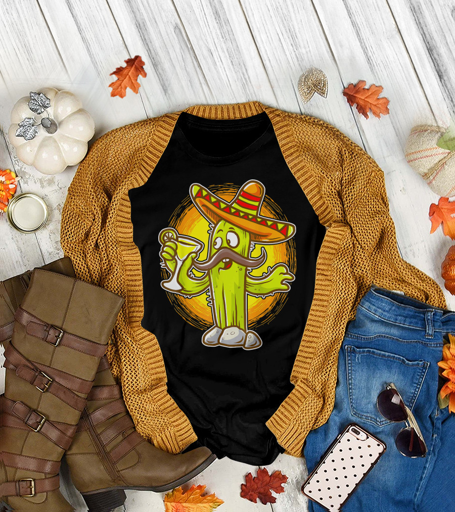 Margarita Cactus with Sombrero Cinco de Mayo Fiesta T-Shirt