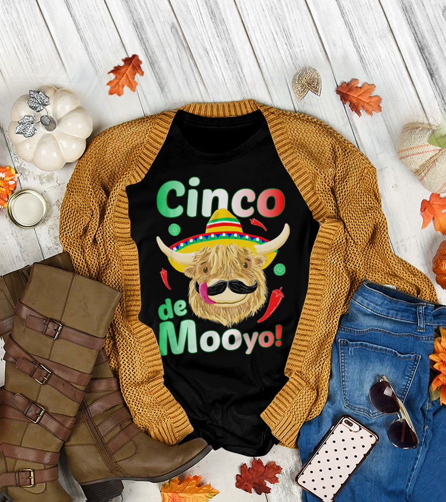 Cinco de Mooyo Scottish Highland Cow Fiesta T-Shirt