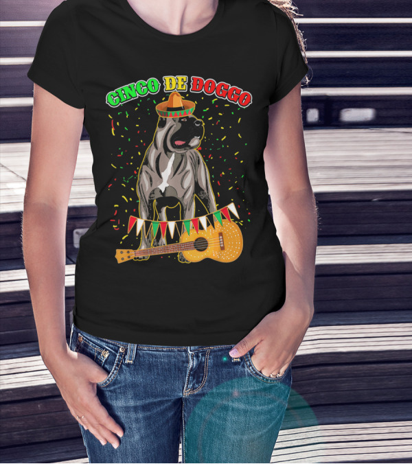 Cinco De Mayo Doggo Cane Corso Sombrero Guitar Festival T-Shirt