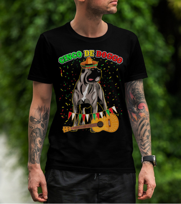 Cinco De Mayo Doggo Cane Corso Sombrero Guitar Festival T-Shirt