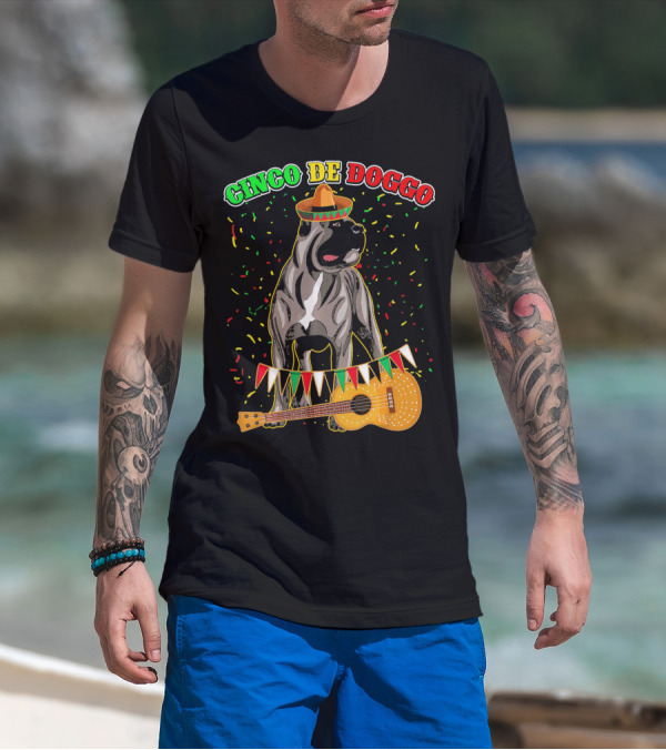 Cinco De Mayo Doggo Cane Corso Sombrero Guitar Festival T-Shirt