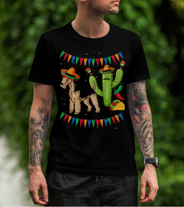Sombrero Lakeland Terrier Dog Cactus Taco Mexico Fiesta T-Shirt