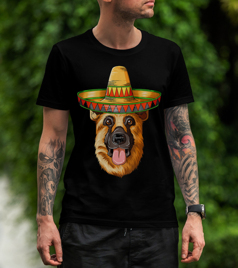 German Shepherd Sombrero Cinco De Mayo Mexican T-Shirt