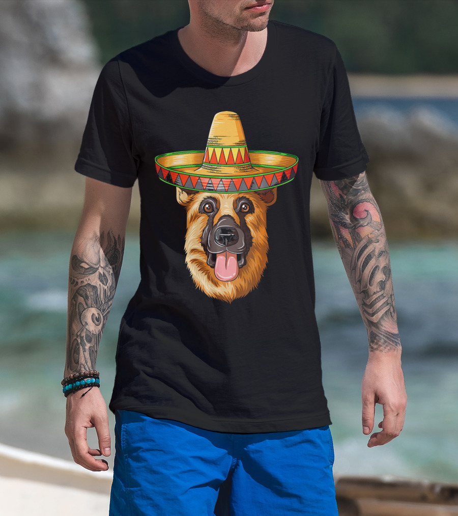 German Shepherd Sombrero Cinco De Mayo Mexican T-Shirt