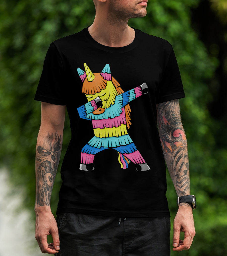Cinco De Mayo Unicorn Dabbing Colorful Pinata Fun T-Shirt