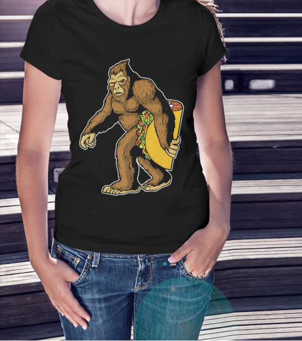 Bigfoot Holding Giant Taco T-Shirt