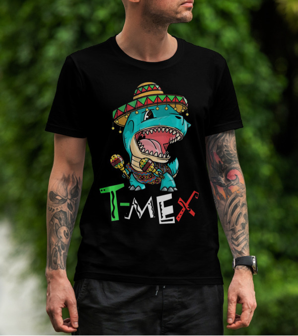 T-Mex Dinosaur Rex Mexican Sombrero And Maracas T-Shirt