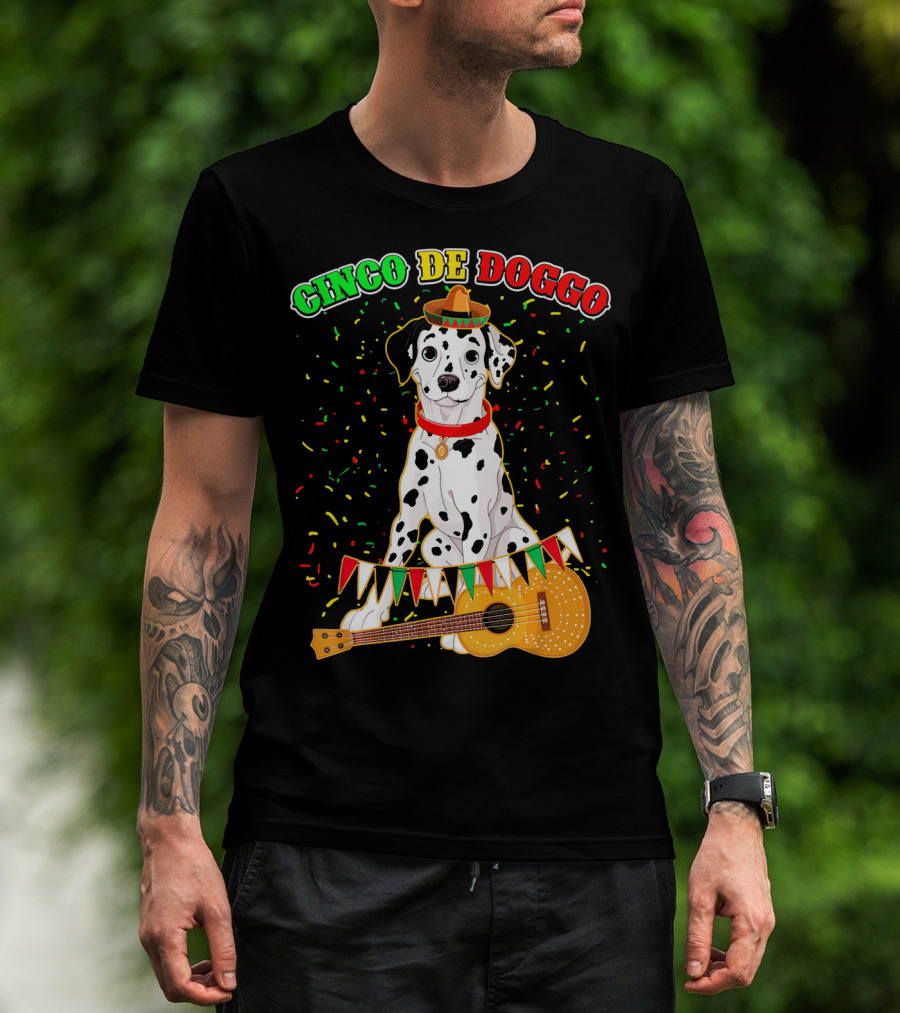 Cinco De Doggo Dalmatian Sombrero Guitar Confetti T-Shirt