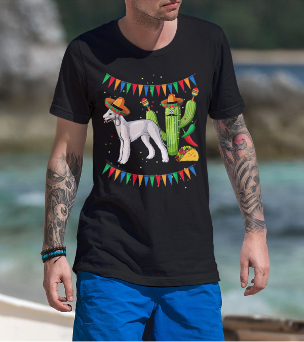 Sombrero Bedlington Terrier Dog Cactus Fiesta Mexico T-Shirt