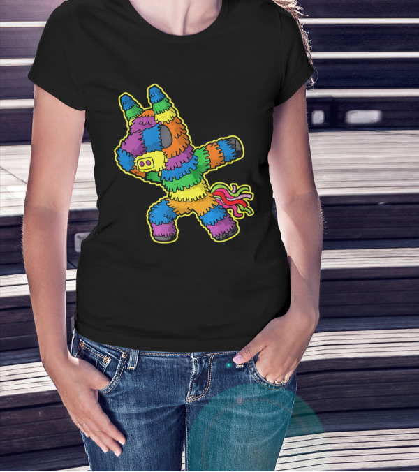 Dabbing Pinata Rainbow Colors Cinco De Mayo Kids Fun T-Shirt
