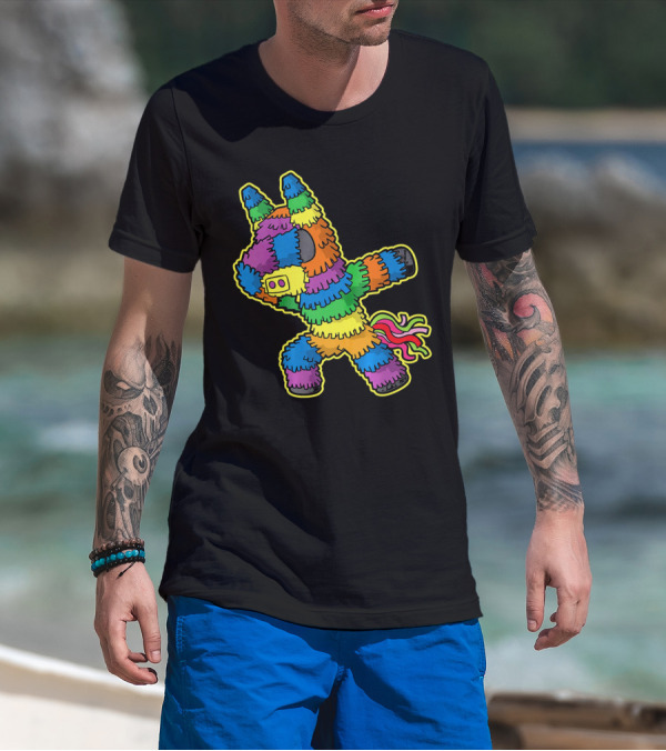 Dabbing Pinata Rainbow Colors Cinco De Mayo Kids Fun T-Shirt