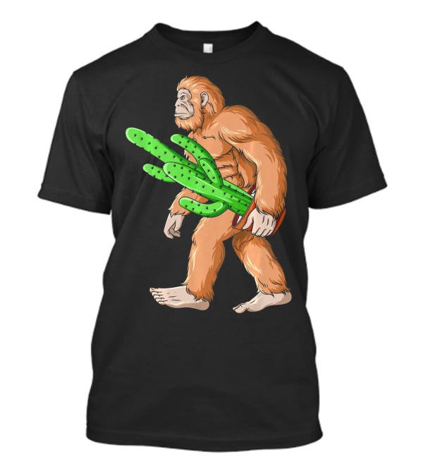 Bigfoot Carrying Cactus Sasquatch Mexico T-Shirt