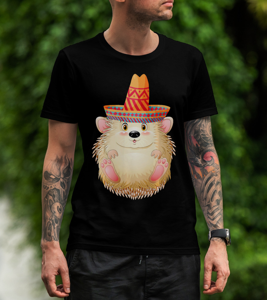 Sombrero Porcupine Mexican Fiesta Vibes T-Shirt
