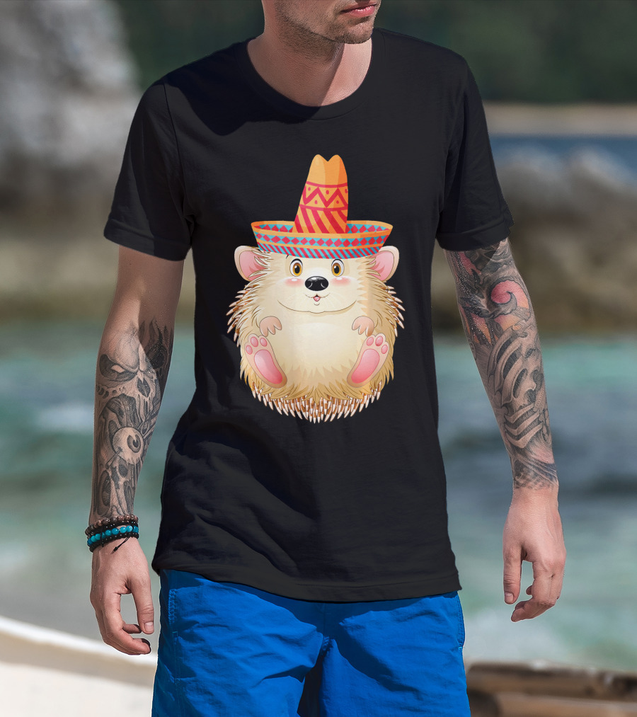 Sombrero Porcupine Mexican Fiesta Vibes T-Shirt
