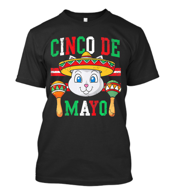 Cinco De Mayo Cat With Sombrero And Maracas T-Shirt