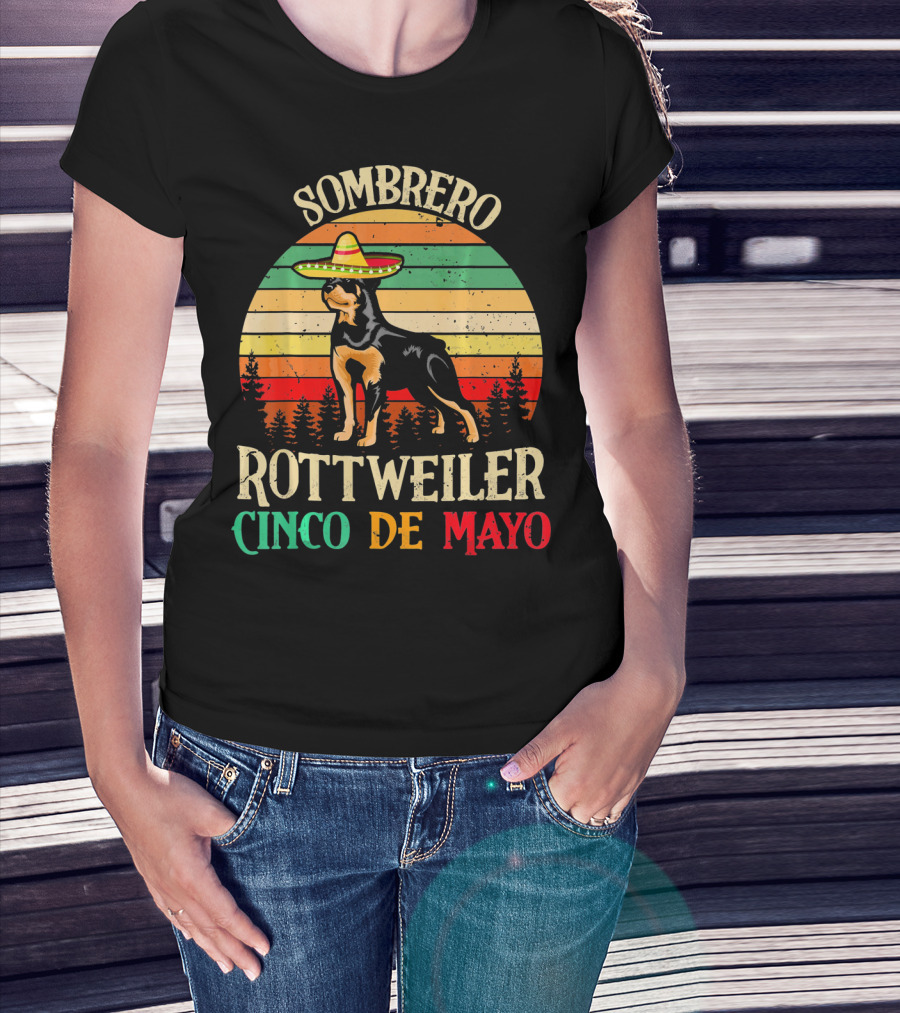 Sombrero Rottweiler Cinco De Mayo Vintage T-Shirt